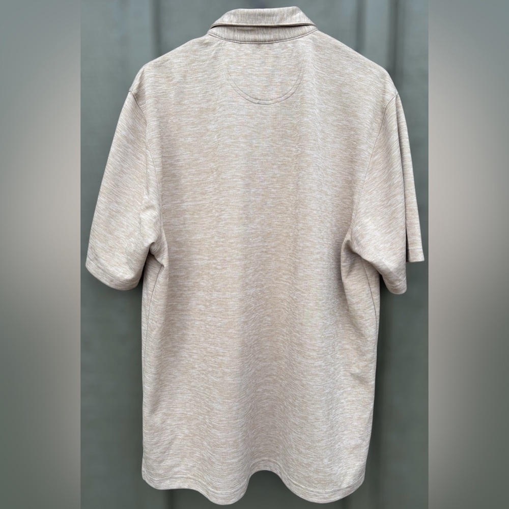 Greg Norman Collection Tan Polo Golf Shirt Textured Knit - Picture 2 of 6